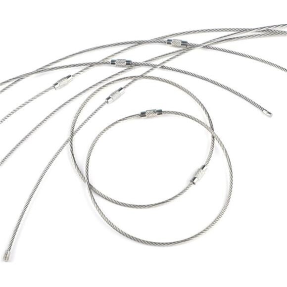 Pawfly 5 Inch/10 Inch Wire Keychain Cable Large Stainless Steel Key Ring Loop - Picture 1 of 7